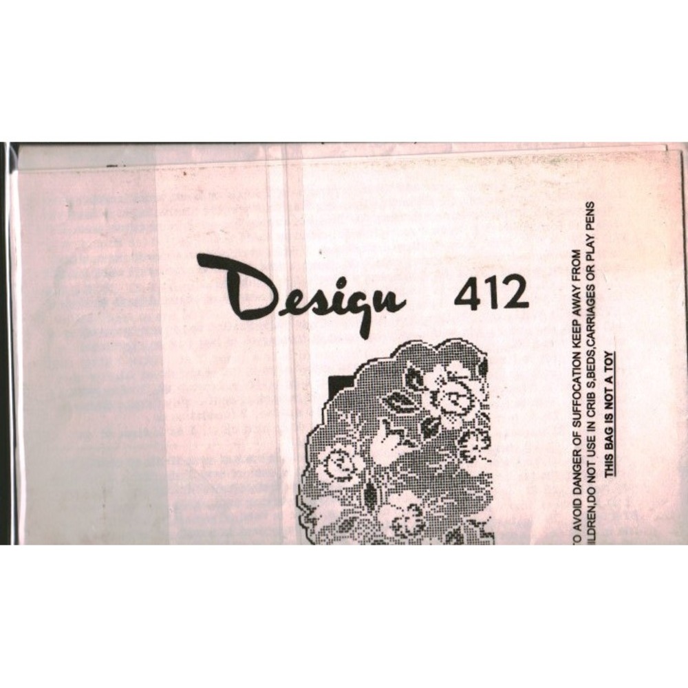 Vintage Crochet Pattern Design 412 Floral Rose Lace Doily Instruction Chart